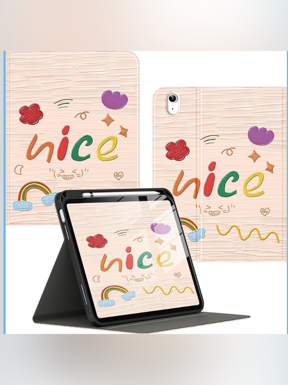 Universal Pink 'Nice' Illustrated Tablet Folio Case IPad 10/11